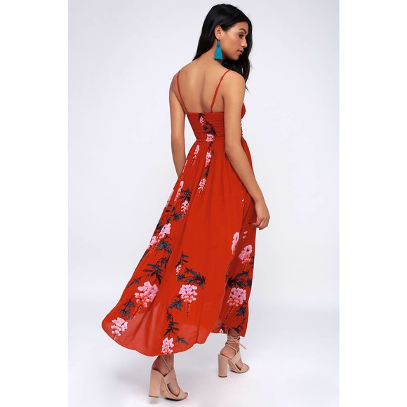 Free People Dresses & Skirts - Free People Red Floral Maxi Dress